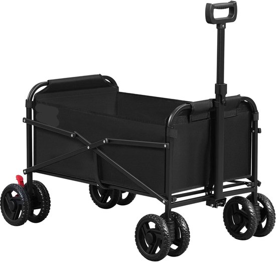 Bolderkar - Handkar - Bolderkar Opvouwbaar - Bolderwagen - met Dubbele Wielen en Remmen - Transportwagentje - Bolderkarren - voor Tuin, Strand, Camping of Picknick - Zwart van Merkloos