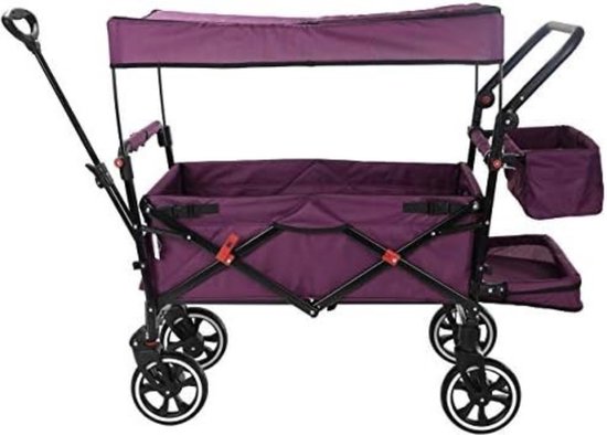 Bolderkar Kinderenvervoer - Bolderkar Met Duwstang - Paars van Buhrko