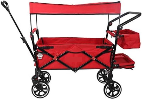 Bolderkar Kinderenvervoer - Bolderkar Met Duwstang - Rood