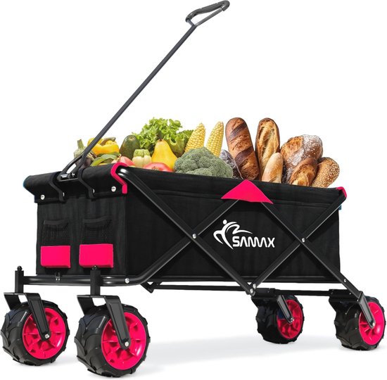 Bolderkar Offroad Transportwagen Tuinkar Opvouwbaar met Massieve Wielen en Opberghoes van Sekey
