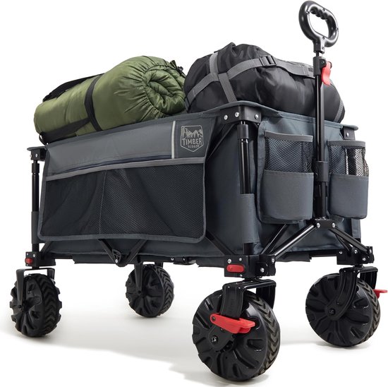 Bolderkar Opvouwbaar – 100 kg Draagvermogen – Met Rem – Verstelbare Handgreep – All Terrain Wielen
