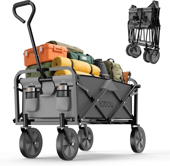 Bolderkar opvouwbaar 100 kg - trolleywagen met telescopische handgreep - ideaal voor offroad gebruik - ShopVlot van Bolderkar Opvouwbaar
