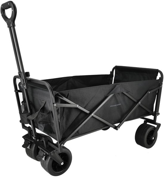 Bolderkar Opvouwbaar 200L – 200 kg – Met Duwstang & Veiligheidsrem – 2 Standen – Dikke Wielen – Heavy-Duty Bolderwagen – Zwart van Merkloos