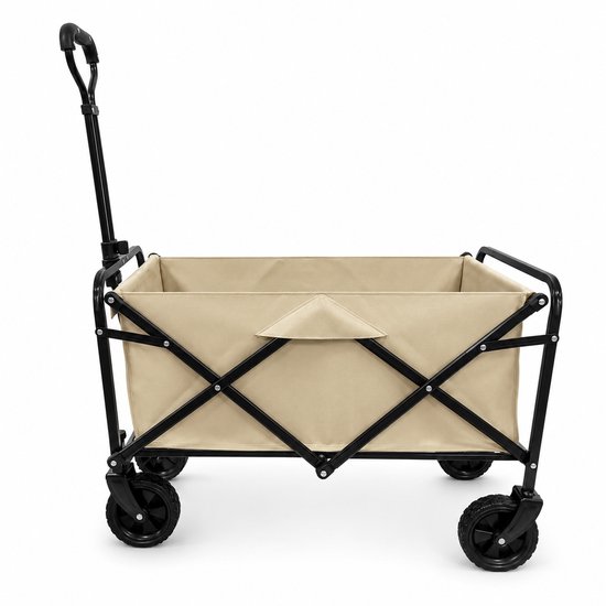 Bolderkar Opvouwbaar - 60 Liter - 80 KG Draagkracht - Verstelbare hendel - Inklapbare Bolderwagen - Compact – Beige