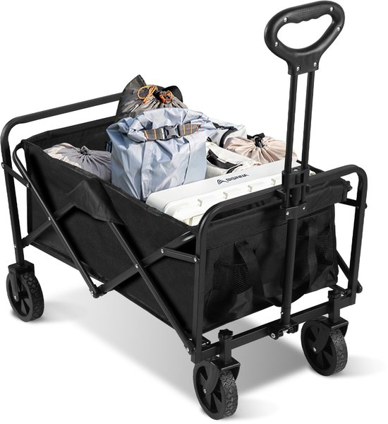 Bolderkar Opvouwbaar - 60 Liter - 80 KG Draagkracht - Verstelbare hendel - Inklapbare Bolderwagen - Compact – Zwart van Merkloos