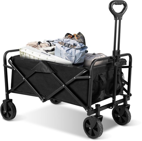 Bolderkar Opvouwbaar - 60L - Bolderwagen met stevig frame - Kinderenvervoer - Bolderkarren - Wagen Strandkar - Zwart van Merkloos