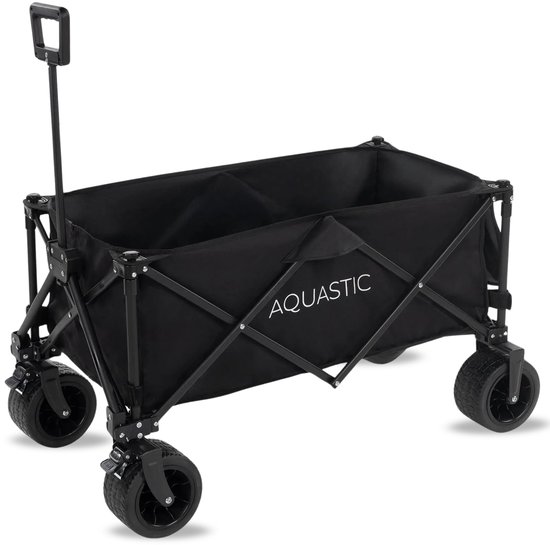 Bolderkar opvouwbaar 90x47x55 cm - Duurzaam zwart - Grote wielen - Perfect voor stranduitjes - ShopVlot