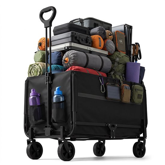 Bolderkar - opvouwbaar - 97 x 50 x 76 cm - tot 150 kg - zwart