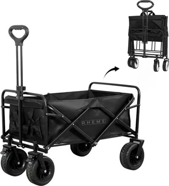 Bolderkar - Opvouwbaar Bolderwagen - Draaibare Wielen - 80 KG Draagkracht - 95L - Kampeer Kar - Verstelbaar Hendel - Inclusief Hoes - Rheme van Merkloos