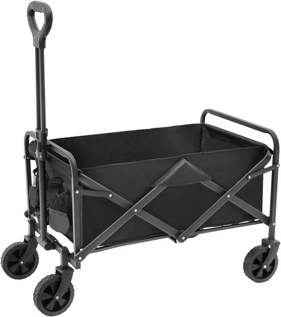 Bolderkar Opvouwbaar - Grote Handwagen - Outdoor Transport - Verstelbare Handgreep - 80 x 46 cm - Zwart
