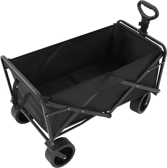 Bolderkar Opvouwbaar - Handkar Wagen - Buitengebruik Outdoor - All-terrain met rem - 115 kg draagvermogen - Zwart