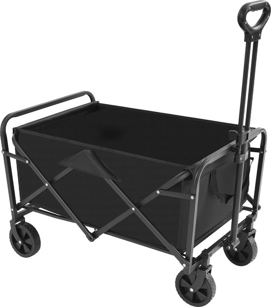 Bolderkar Opvouwbaar - Handwagen Transportwagen - Outdoor Activiteiten - Hoge Draagkracht 90kg - 46x71x90cm - Zwart van Bolderkar Opvouwbaar