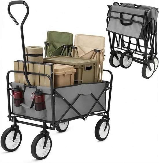 Bolderkar Opvouwbaar - Handwagen Tuinwagen - Spullen Vervoeren - 80 kg Belastbaar - 98 Liter Capaciteit - Zwart
