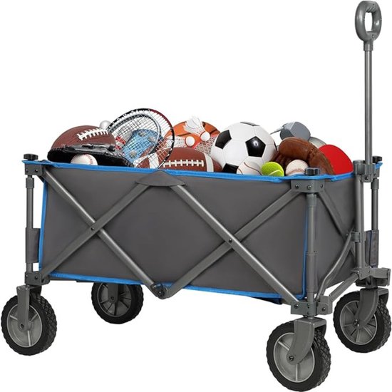 Bolderkar Opvouwbaar Luchtbanden – Bolderwagen Voor Alle Terreinen – Boodschappenwagen Met 100Kg Belastbaarheid – Strandkar Met Verstelbare Handgreep – Tuinkar – 80 x 40 x 30 cm van Bolderkar