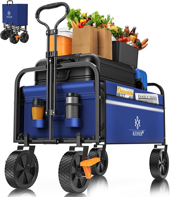 Bolderkar Opvouwbaar Luchtbanden - Strandwagen - Bolderwagen - Trekkar van Bolderkar Opvouwbaar