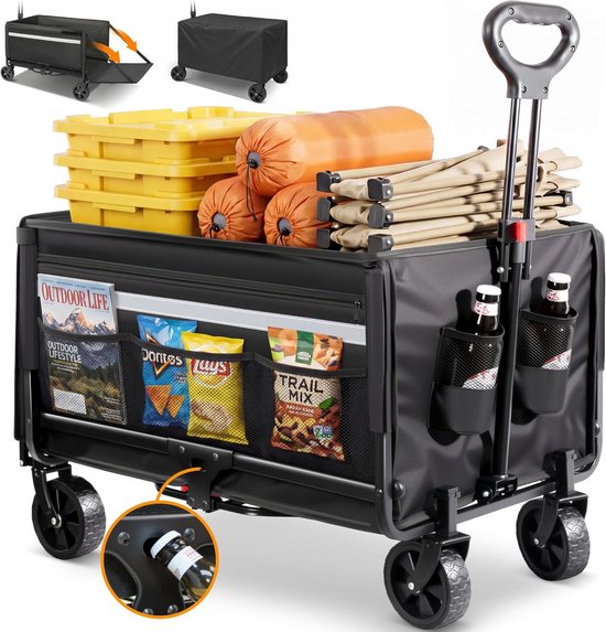 Bolderkar opvouwbaar - Stevig opvouwbaar frame - Strandwagen - Boodschappenkar