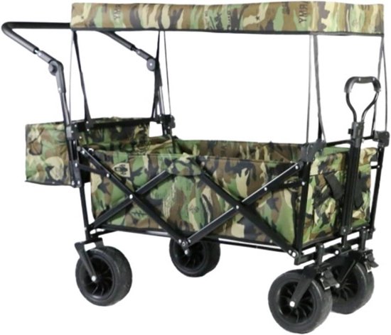 Bolderkar Opvouwbaar - Strandkar Transportwagen - Buitenactiviteiten - Afneembare Luifel - 100 x 47 cm - Groen