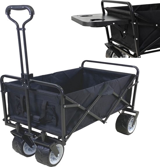 Bolderkar opvouwbaar strandwagen - tafeltje bekerhouder - draaibare brede wielen - 75 kg belastbaar van Bolderkar