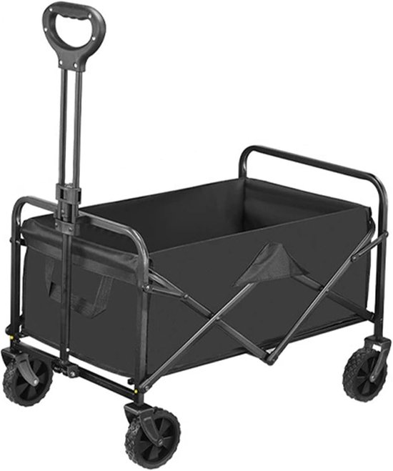 Bolderkar Opvouwbaar - Strandwagen Tuinwagen - Outdoor Transport - Belastbaar 150 kg - 74 x 48 x 48 cm - Zwart