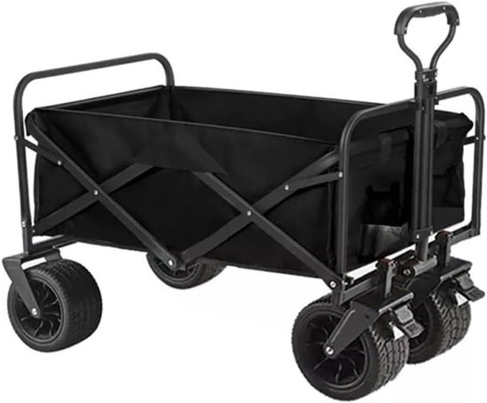 Bolderkar Opvouwbaar - Strandwagen Tuinwagen - Outdoor Transport - Grote Capaciteit 150L - Niet gespecificeerd - Zwart