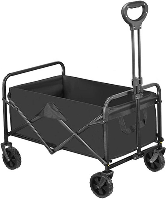 Bolderkar Opvouwbaar - Strandwagen Tuinwagen - Spullen Vervoeren - 150 kg Belastbaar - 74x48x48 cm - Zwart
