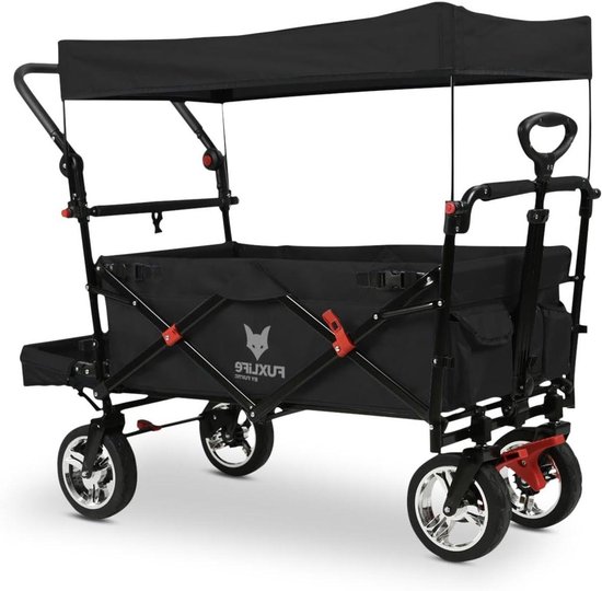 Bolderkar Opvouwbaar - Transportkar Handkar - Gezinsuitjes Vervoeren - Gevoerd Interieur - 83x58x33 cm - Zwart