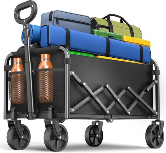 Bolderkar Opvouwbaar - Transportkar Tuin - Spullen Vervoeren - 160 kg Draagkracht - 120 Liter Volume - Zwart