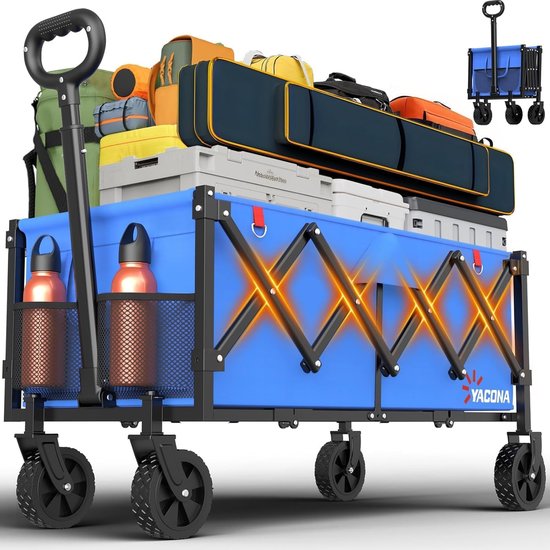 Bolderkar Opvouwbaar - Transportkar Tuin - Vervoer Zware Lasten - Compact Opbergbaar - 45x42x95 cm - Blauw van Bolderkar Opvouwbaar