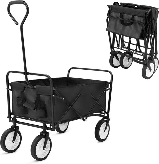 Bolderkar Opvouwbaar - Transportwagen Handkar - Outdoor Transport - Grote Capaciteit 80kg - 98 Liter - Zwart van Bolderkar Opvouwbaar