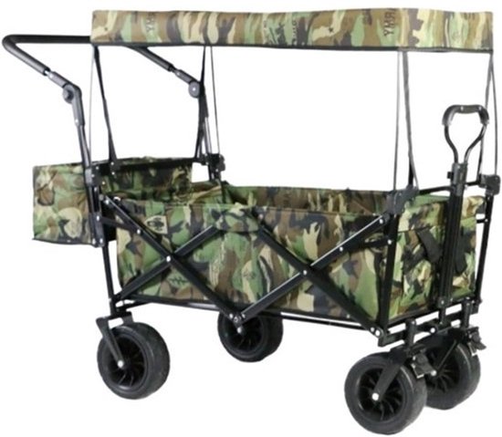 Bolderkar Opvouwbaar - Transportwagen Trolley - Buitenactiviteiten - Afneembare Luifel - 100 x 47 cm - Groen