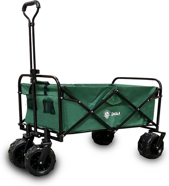 Bolderkar Opvouwbaar - Trekkar Tuin - Spullen Vervoeren - Harde Bodem Crosswielen - 94L 70kg - Groen van Merkloos
