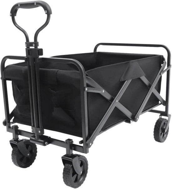 Bolderkar Opvouwbaar - Tuinwagen Transport - Spullen Vervoeren - Hoog Draagvermogen - Tot 80 kg - Zwart