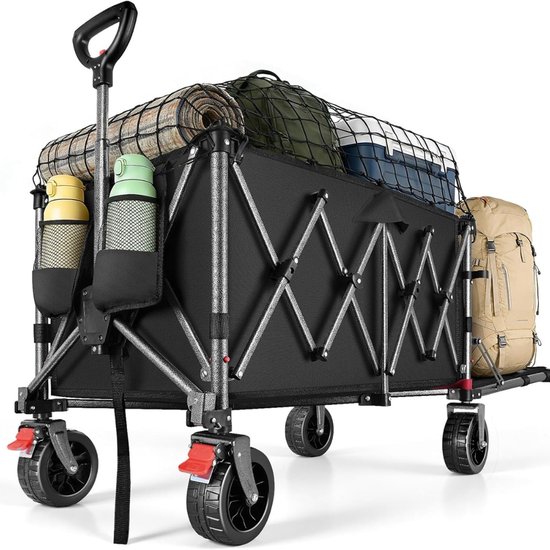 Bolderkar · opvouwbare bolderkar · strandwagen · bolderkar camping · bolderkar 160 liter · bolderkar 120 kg · bolderkar met parkeerrem · 4-weg opvouwbaar · in hoogte verstelbare bolderkar · tuinwagen · boodschappenwagen van Merkloos