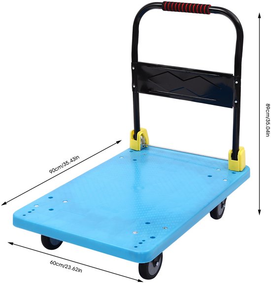 Bolderkar Opvouwbare Handkar - Blauw - 400 Kg Draagvermogen - PP En IJzer - Voor Transport En Winkelwagen