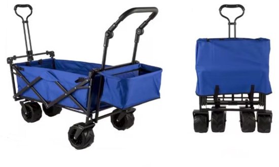 Bolderkar - Opvouwbare wagen - Verstelbare handgreep - Camping Trolley - Picknick en BBQ - Handige opbergvakken van Merkloos