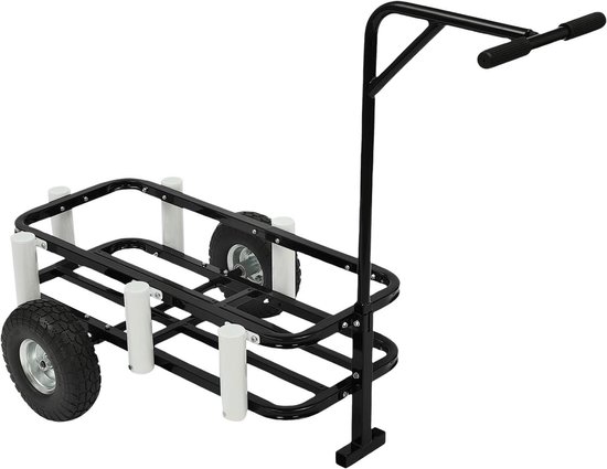 Bolderkar Outdoor - Viswagen Transportwagen - Spullen Vervoeren - Met Hengelhouders - 90 kg Draagvermogen - Zwart Wit van Bolderkar