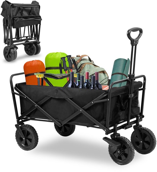 Bolderkar - Pliable - Bolderwagen - Opvouwbaar - Capacité de charge 100KG - Transportwagen - Roues 360 ° - Verstelbare hendel - Kinderenvervoer - Bolderkarren - Zwart van WheelzAhead