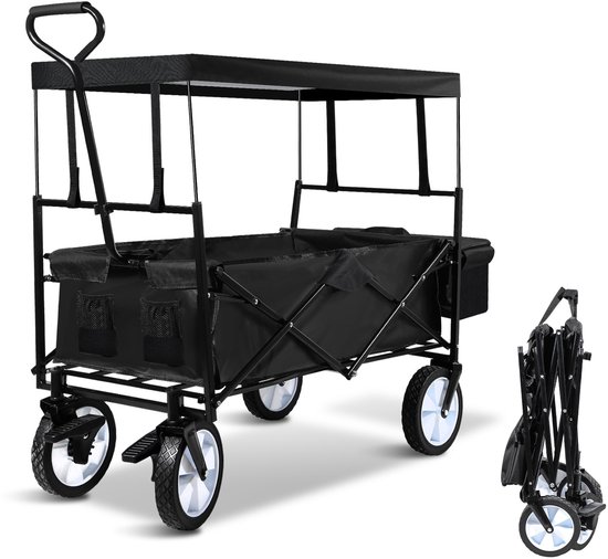 Bolderkar Pliable Zwart - Bolderwagen - Roues rotatives - Poignée réglable - Capacité de charge 80 KG van Springos