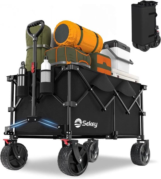 Bolderkar - Steekwagen - Opvouwbaar met remmen - 200L - Zwart van Merkloos