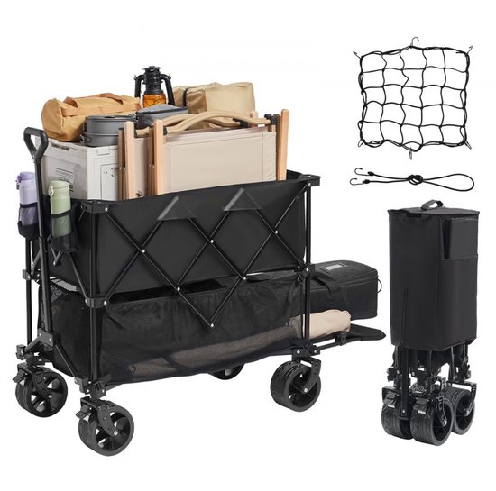 Bolderkar - Strandkar en Transportkar - Waterdicht en UV-bestendig - Oxford 600D met PVC-coating - Max. Draagvermogen 204 kg - Afmetingen 132 x 56,5 x 106,5 cm van Merkloos