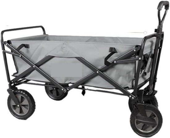 Bolderkar Strandwagen - Opvouwbare Wagen - Spullen Vervoeren - Verwijderbare Doek - 80 kg Draaglast - Grijs
