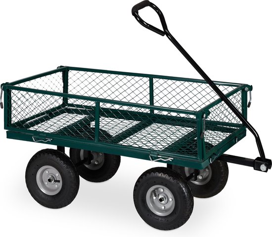 bolderkar - tot 200 kg - met luchtbanden - klapbare zijwanden - transportkar - groen van Merkloos