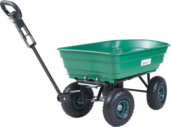 Bolderkar Transportkar - Draaghulp Tuin - Zware Lasten Vervoeren - Kantelfunctie Eenvoudig Lossen - 111x51x50 cm - Groen Zwart van Merkloos