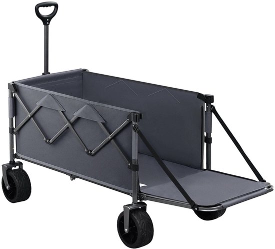 Bolderkar - Transportkar - Handkar - Bolderkar Opvouwbaar - Bolderwagen - met Achterdeur en Wielen - Bolderkarren - Tuinkar - voor Picknick, Strand en Tuin - 200L Grote Capaciteit - Grijs van Merkloos