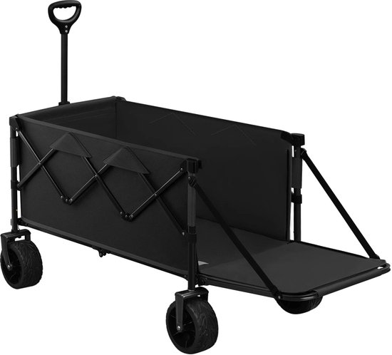 Bolderkar - Transportkar - Handkar - Bolderkar Opvouwbaar - Bolderwagen - met Achterdeur en Wielen - Bolderkarren - Tuinkar - voor Picknick, Strand en Tuin - 200L Grote Capaciteit - Zwart van Merkloos