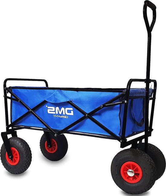 Bolderkar transportwagen tuin gereedschap luchtbanden profiel tuinaanhanger ca. 120 kg opvouwbaar - blauw plateauwagen met luchtbanden van Bolderkar