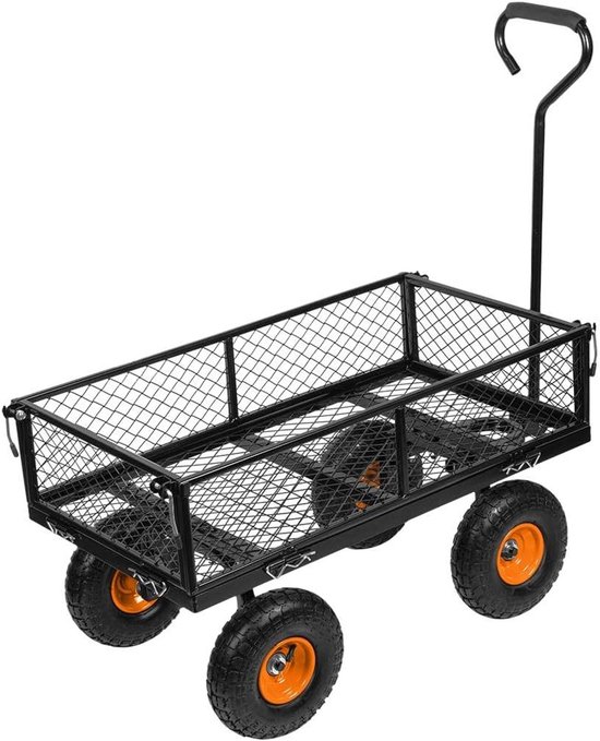 Bolderkar - Transportwagen Tuinwagen - Tuingereedschap Vervoeren - 300 kg Draagvermogen - 10 inch Wielen - Zwart