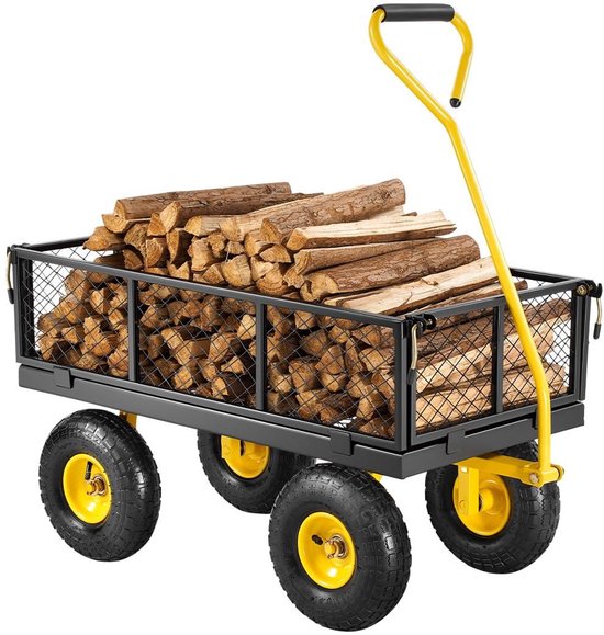 Bolderkar - Transportwagen Tuinwagen - Zware Lasten Vervoeren - 2-in-1 Multifunctioneel - 22680 kg Draagvermogen - Geel Zwart