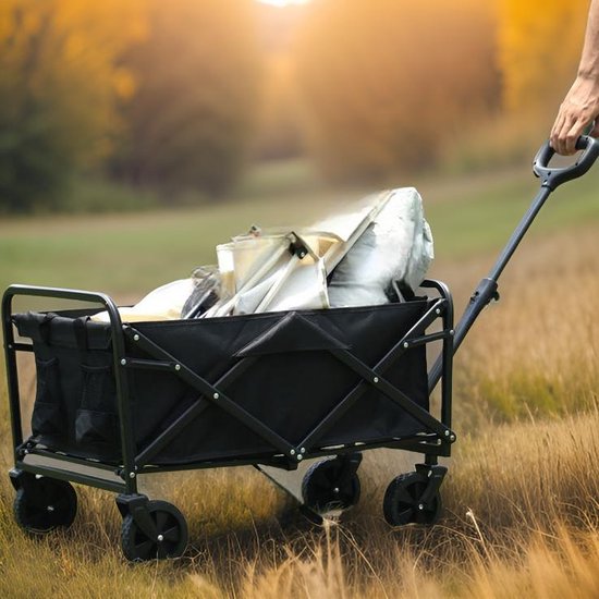 Bolderkar Traveleo Babij - opvouwbaar - 100 kg - zwart - L 85 x B 50 x H 59 cm : De ultieme handkar voor picknick, tuin en outdoor Activiteiten van Traveleo