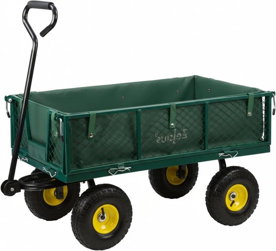 Bolderkar - Tuinkar Kipwagen - Tuinwerk Transport - 350 kg Draagkracht - 105 Liter Inhoud - Groen Geel